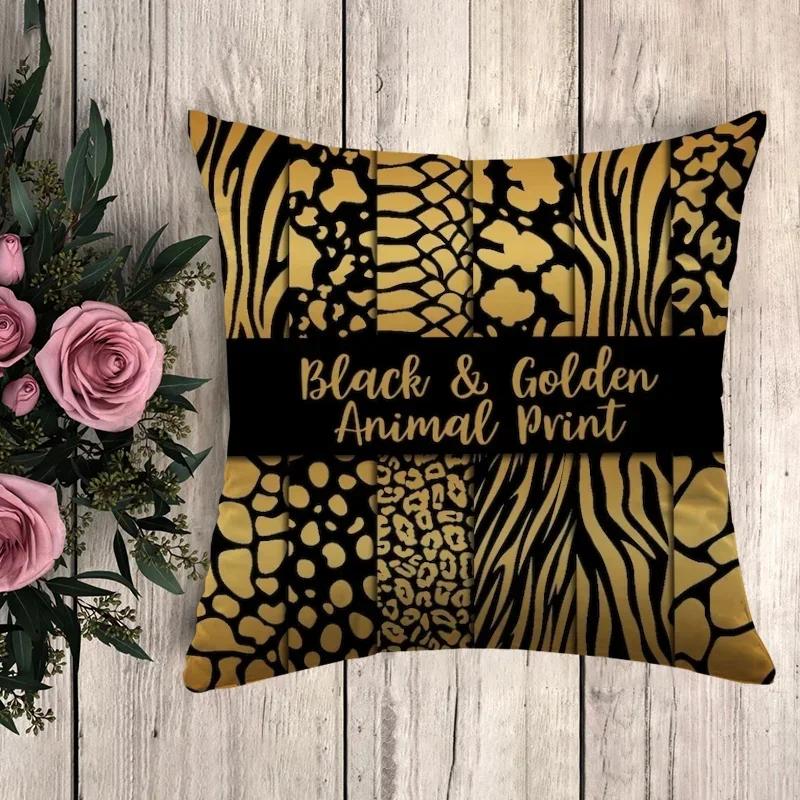 Подушка в стиле аниме с черным золотым принтом Декоративные наволочки Наволочка для дивана Подушки Чехол для подушки x Декоративные подушки
