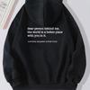 Women'S Fleece Shoulder Sleeve Sweater Plain Letter Print Kangaroo Pocket Drawstring Print Hoodie