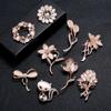 Luxury Opal Flower Corsage Brooch Women Party Wedding Dress Silk Scarf Corsage Brooches Accessories