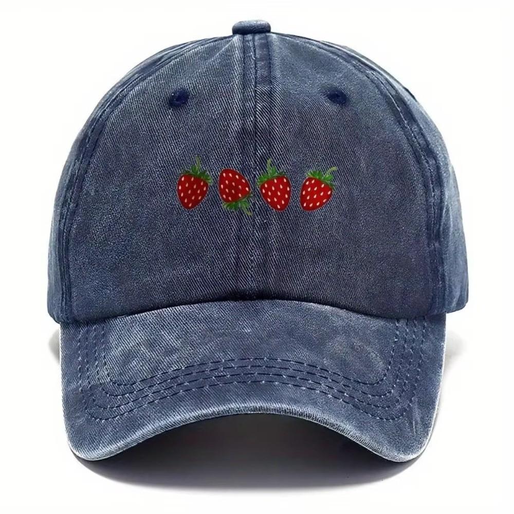 Hip Hop Strawberry Printed Baseball Cap Washed Cotton Sun Hat Streetwear Hats For Man Women Unisex