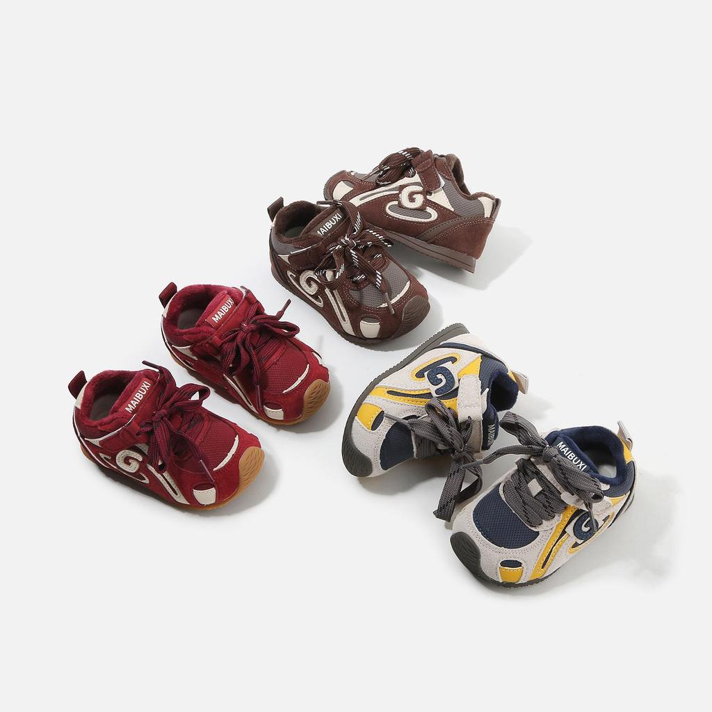 Зима 2025 Ретро Нескользящие Детские Тренировочные Кроссовки - Для Мальчиков и Девочек Плюс Бархат Хлопок Теплые Ботинки