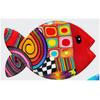 [R6411] - Multicolored 'Columbine & Harlequin' Handcrafted Brooch (fish) - 45x30mm