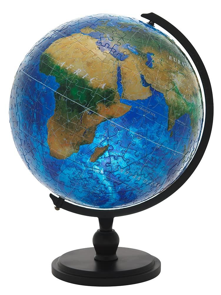 Yanoman 540-Piece Jigsaw Puzzle, 3D Spherical Puzzle, Blue Earth Aqua (Approx. 22.9cm Diameter), 2054-111, Includes Piece Request Postcard, Base, and