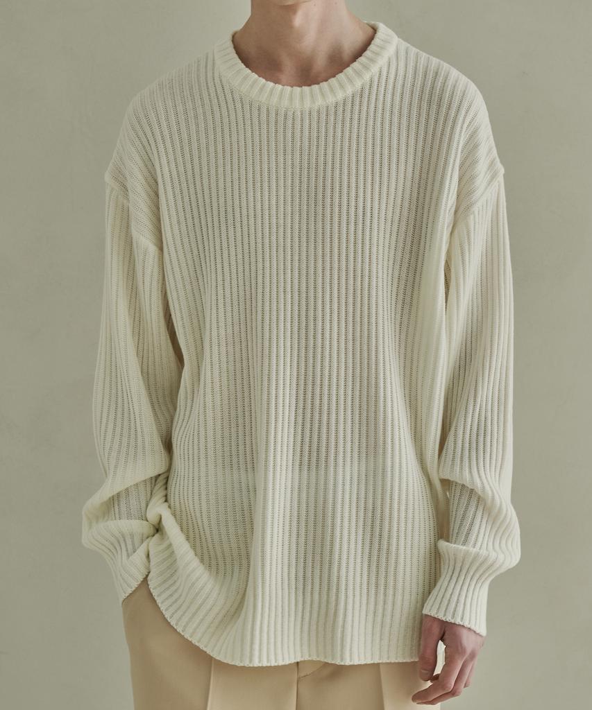 TRIP LE SENS Polka Rib Over Round Knit_Ivory