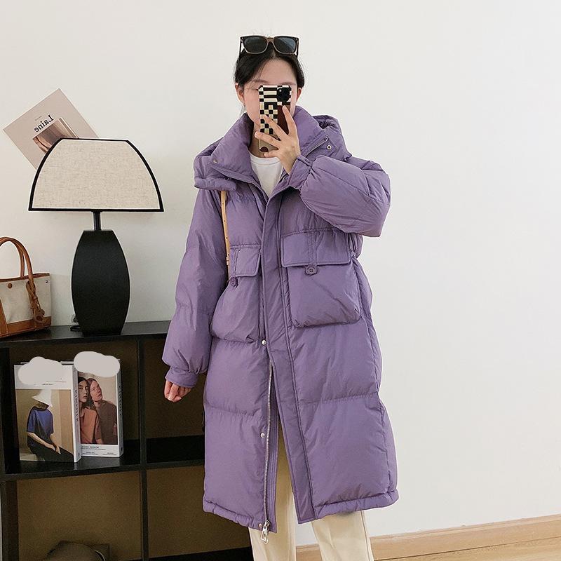 Women's Autumn And Winter Mid Length Down Jacket Loose Thickened White Duck Down Coat