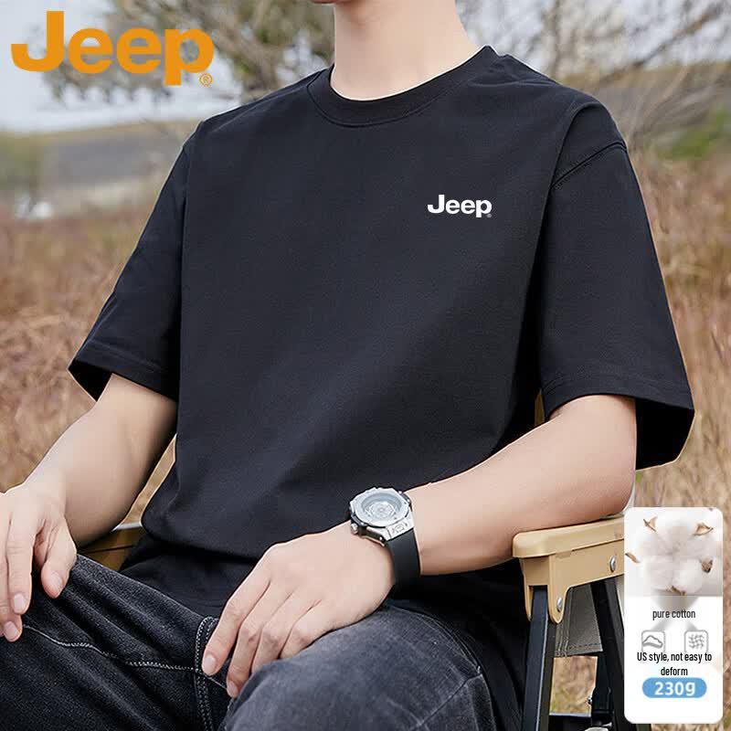 Jeep Мужская хлопковая футболка свободного кроя с коротким рукавом
