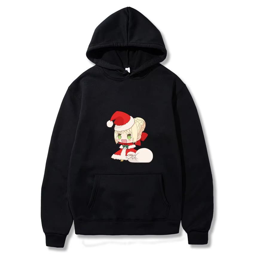 Chibi Santa Pullover Hooded Pullover Sweatshirt Printed Hoodie Street Fashion Trend Versatile Comfortable Casual Men's Clothing