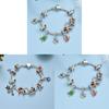 Christmas Snowman Deer Charm Bracelets Zinc Alloy Holiday Gift For Men Women