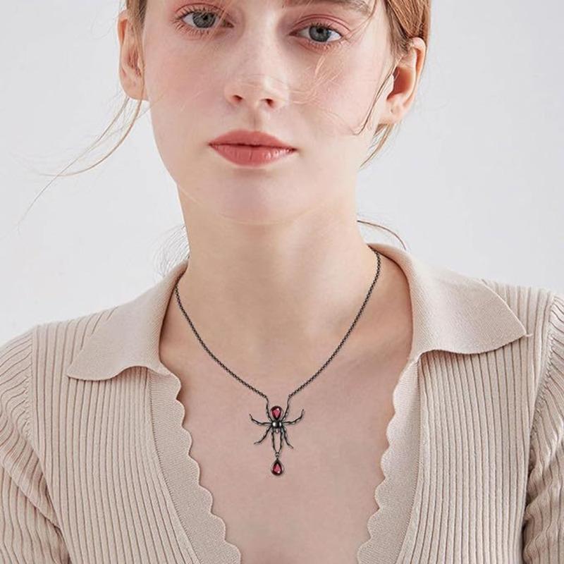 Halloween Spider Pendant Necklace Gothic Fashion Jewelry Gift for Women