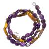 Natural Amethyst Tiger Eye Labradorite Gemstone Smooth Beads Necklace 17" UB5025 UB-5025