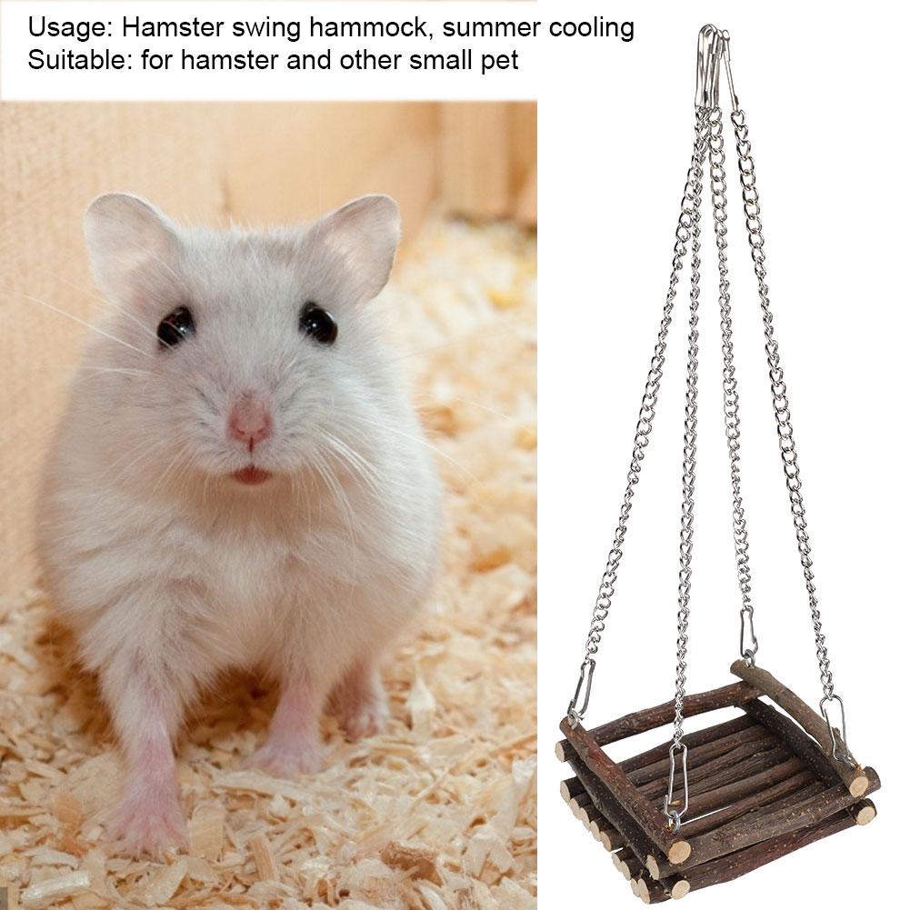 Wooden Hamster Swing Hammock Small Pet Toy Molar Supplies Pet Cage Accessory