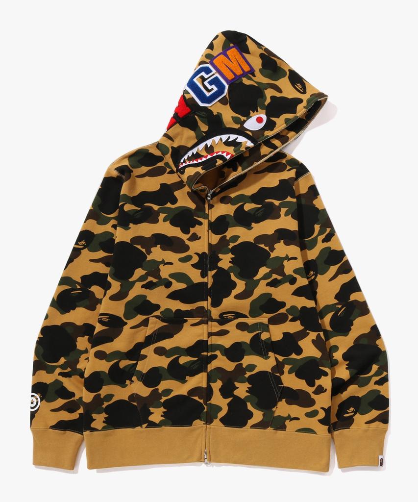 Bape First Camo Shark Full Zip Hood (M) Yellow