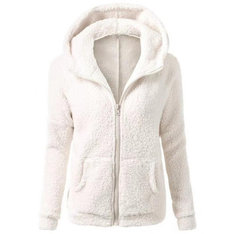 Женская толстовка с капюшоном из шерпы на осень-зиму, Плюшевая флисовая толстовка с капюшоном и уютной подкладкой, Свободный повседневный топ в уличном стиле для холодной погоды