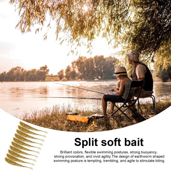 10 шт. 7,5 см Мягкая приманка Двойные раздвоенные хвосты Реалистичная Гибкая Длинная Цветная Пресноводная Морская вода Универсальная Искусственная Рыболовная приманка Свимбейт
