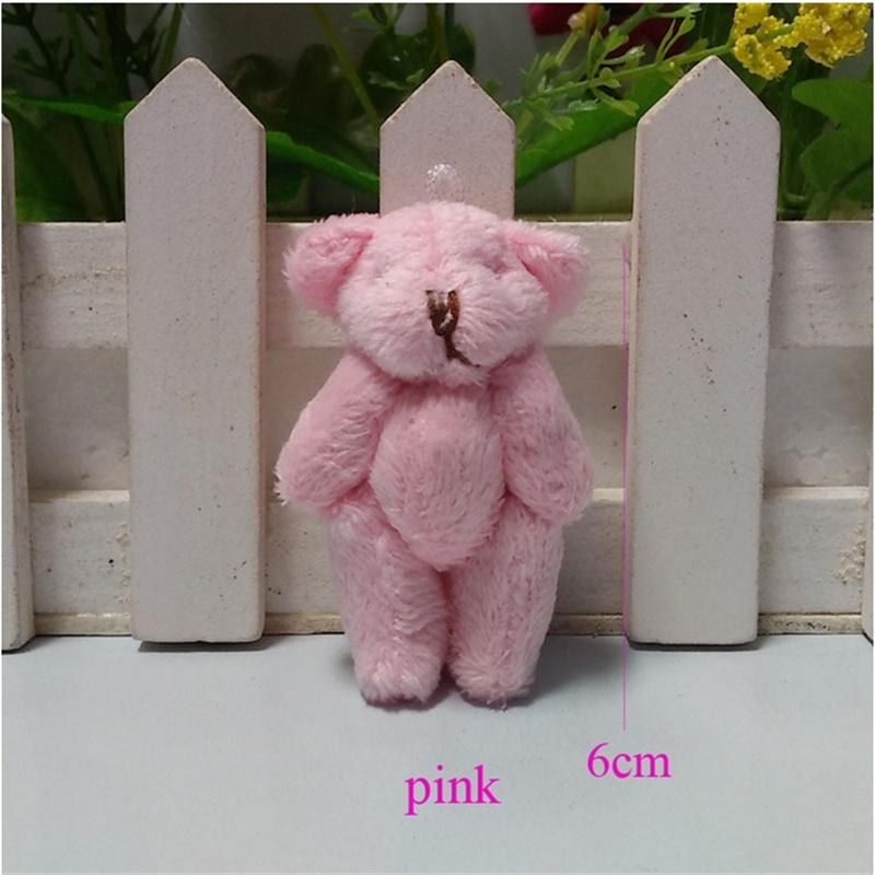 6Cm Plush Bear Toys Pendant Long Hair Joint Animal Hands and Feet Active DIY Handmade Jewelry Materials for Christmas