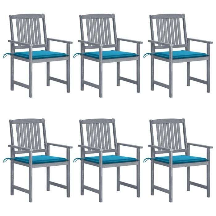 Maison Exclusive - Chaises de jardin et coussins lot de 6 Bois acacia massif Gris