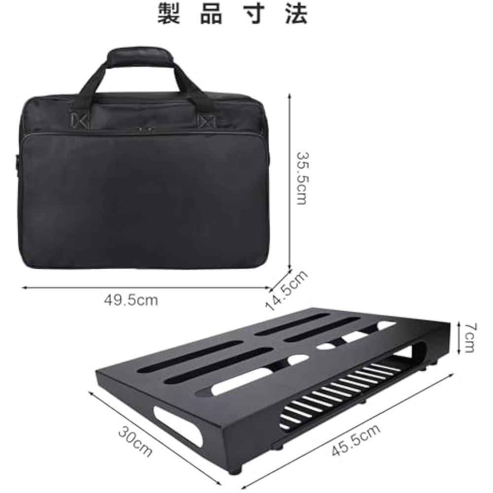 GOKKO Guitar Effect Board Pedal Board w/ Storage Bag (ML-Black)