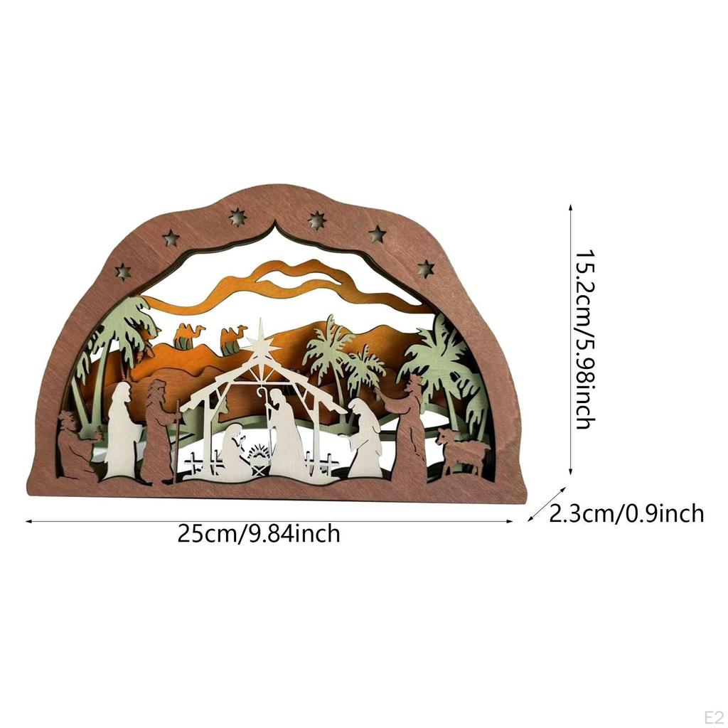 Christmas Nativity Scene Ornament, Wooden Carved Jesus Creative Crafts, Religious