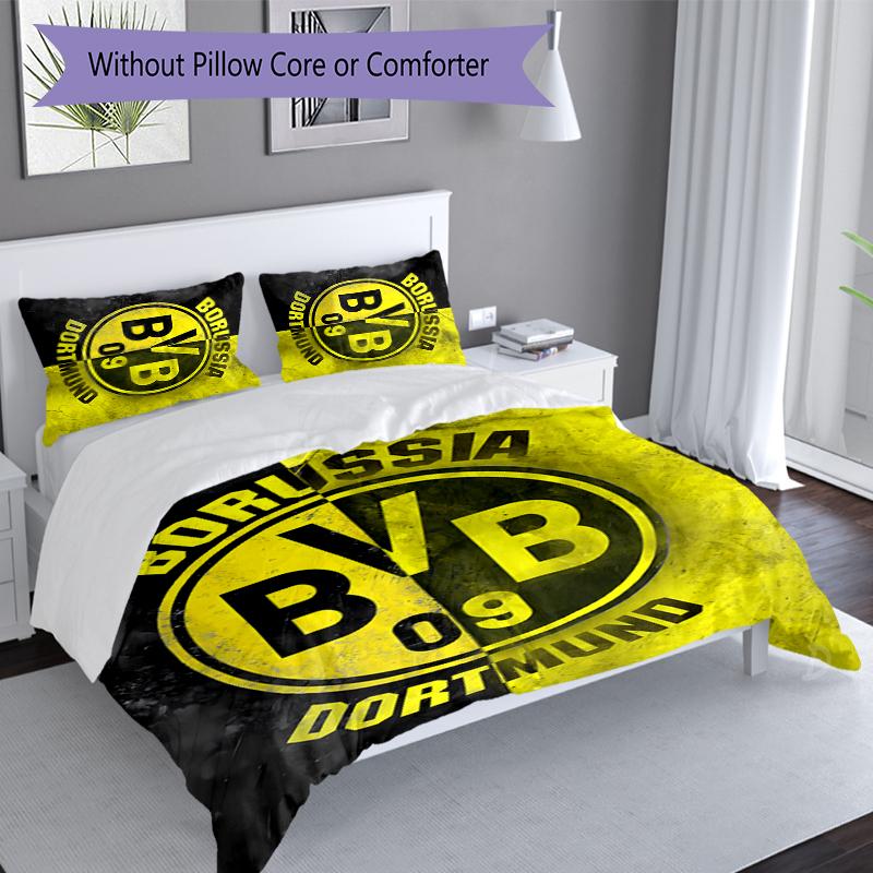 Набор из 3 предметов: Пододеяльник и 2 наволочки Borussia Dortmund, Мягкая и удобная ткань, Подходящий комплект постельного белья