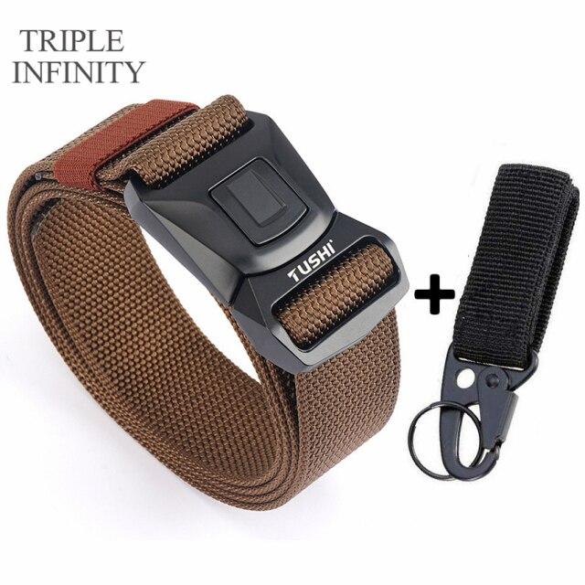 Новый мужской ремень для брюк, цинковый сплав, сменная пряжка, защитные мужские ремни для работы на открытом воздухе, быстросохнущий прочный нейлоновый повседневный вязаный ремень