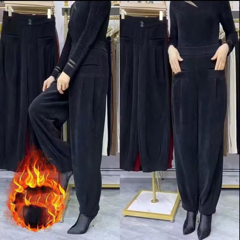 Autumn Winter Women's High-Waisted Corduroy Chenille Harem Pants Lantern Pants Loose Fit