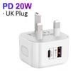PD 20W USB C зарядное устройство Быстрая зарядка Quick Charge 3.0 зарядное устройство для ЕС Великобритания США Plug Type C адаптер для iPhone 15 Xiaomi Samsung