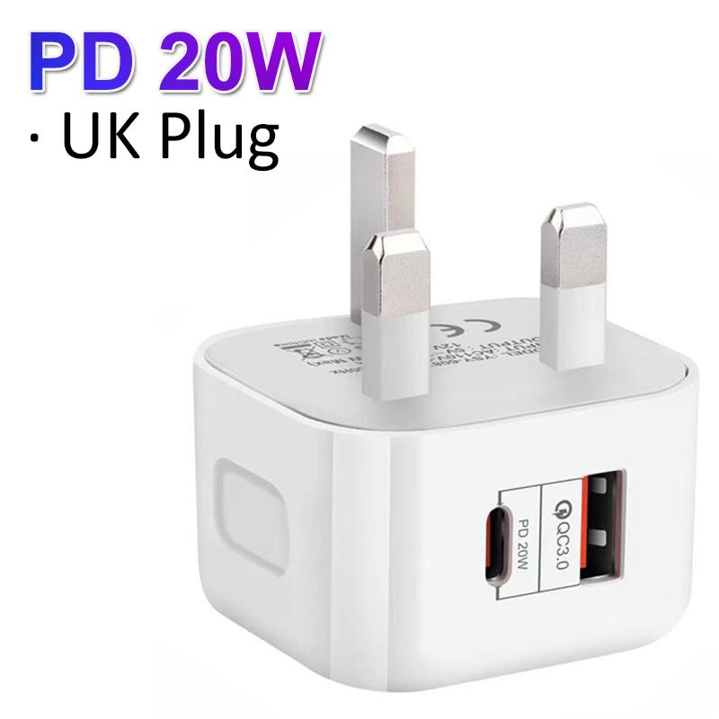 PD 20W USB C зарядное устройство Быстрая зарядка Quick Charge 3.0 зарядное устройство для ЕС Великобритания США Plug Type C адаптер для iPhone 15 Xiaomi Samsung