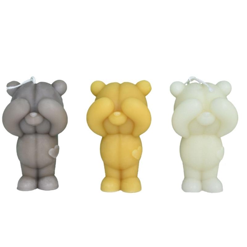 3D Eyecover Bear Shape Candle Silicone Mold for DIY Hand-made Candle Ornaments Mould Handicrafts Making Tool Baking Mold