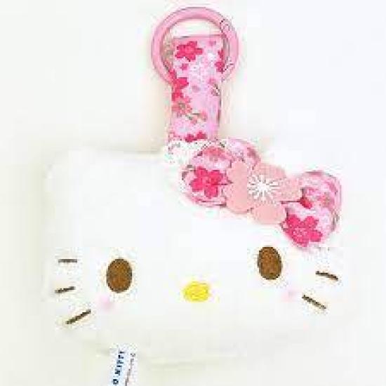 Sanrio Hello Kitty Face Tag Mascot Cherry Blossom Kimono PK Keychain Pink