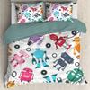 Color Robot Quilt Cover Cartoon Duvet Cover Suitable for Children Boys Girls Fun Outer Space Quilt Cover