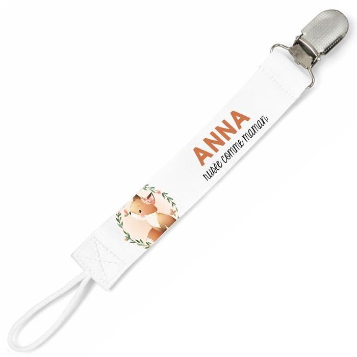 Planetee Attache tétine pour prénom ANNA rusee comme Maman Renard | Attache sucette cadeau naissance