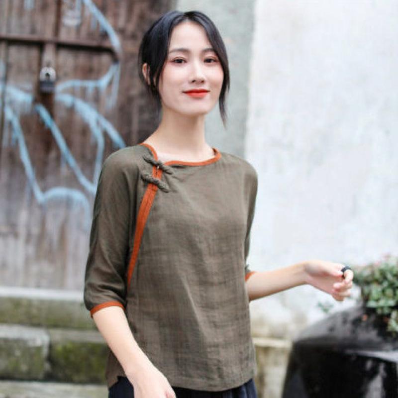 Женские летние топы в китайском стиле для чаепития, нежные, элегантные, удобные топы