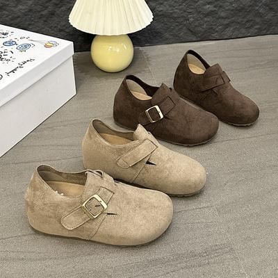 Толстая подошва и бархатная внутренняя высота, новая ленивая модель на одной педали, уродливая милая большая голова, полностью облегающий бархат