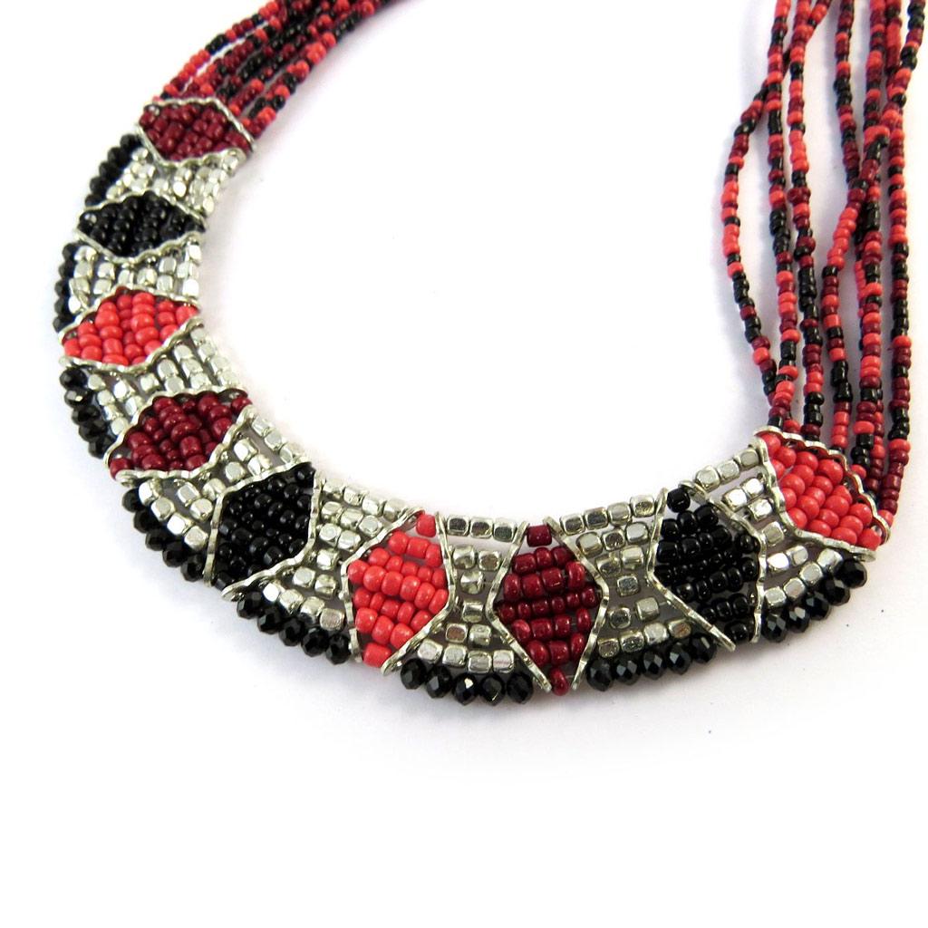 Les Trésors De Lily [N8270] - Designer Necklace 'Kilimanjaro' Red Gray
