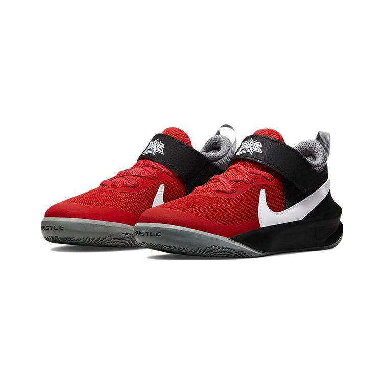 Nike Team Hustle D 10 Cushioning Abrasion Resistant Low top Children's Basketball Shoes Black Red CW6736-607