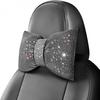 Surpassme 2PCS Rhinestone Car Headrest Neck Pillow For Driving With Bling Bling Crystal Bow Pillow Car Accessories For Women (Silver/White)