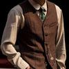 Мужской костюм Кофейный Елочка Однобортный Business Casual Жилет Для Свадьбы Дня Рождения Банкета Рабочий Комплект Мужской Костюм Жилет