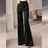 Women's Black High-Waist Slimming Wide-Leg Micro-Flare Trousers | Spring-Summer Trendy Tailored Pants for Figure Flattering