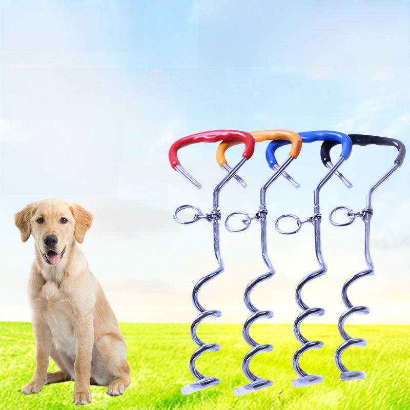 «Колышек и трос для привязывания собак на улице — хромированный металлический гвоздь для заземления домашних животных»