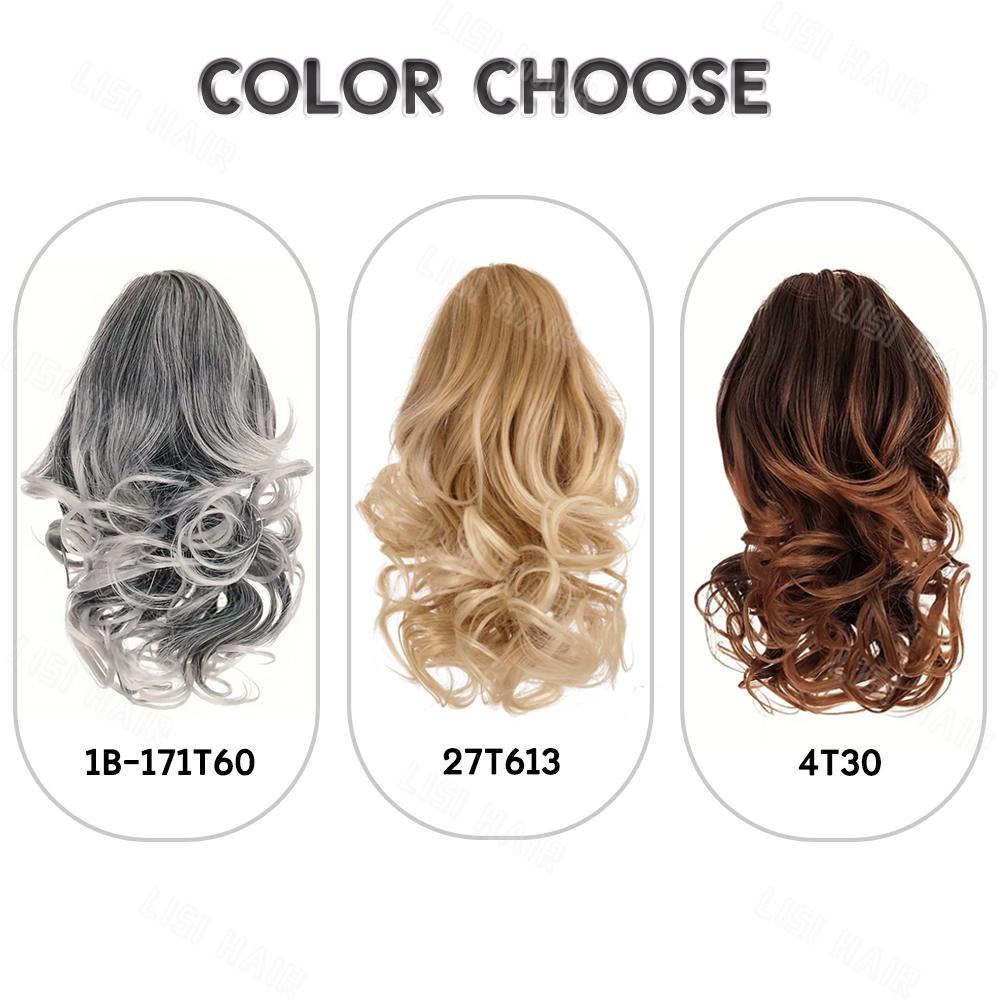 LISI HAIR Синтетические короткие вьющиеся волнистые наращивания хвоста, зажим для наращивания волос, парик для женщин и девочек, одежда для косплея