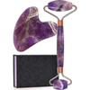Jade Roller For Face Amethyst Derma Roller And Gua Sha Set For Skincare, Face Roller And Dark Circles Under Eye Treatment