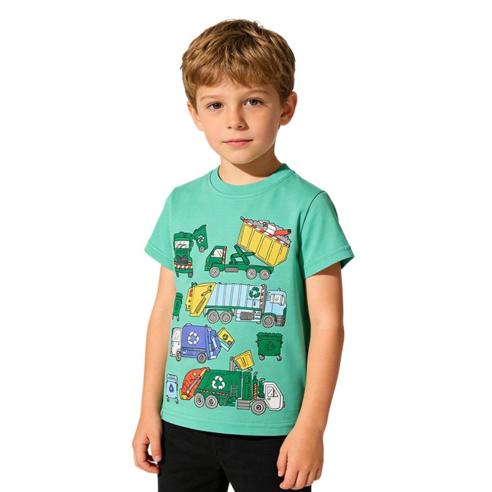 Children's Clothing Summer T-shirts Children's Cartoon Printed T-shirts Knitted Cotton Round Neck Boys' Tops