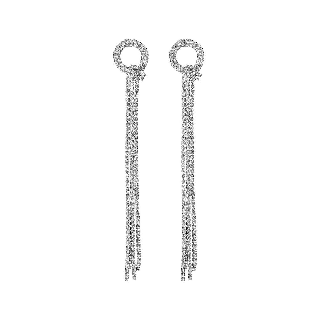 New Super Flash Claw Chain Long Tassel Earrings Senior Sense Of Temperament Diamond Earrings Female Earrings 1 Pair Of Earrings