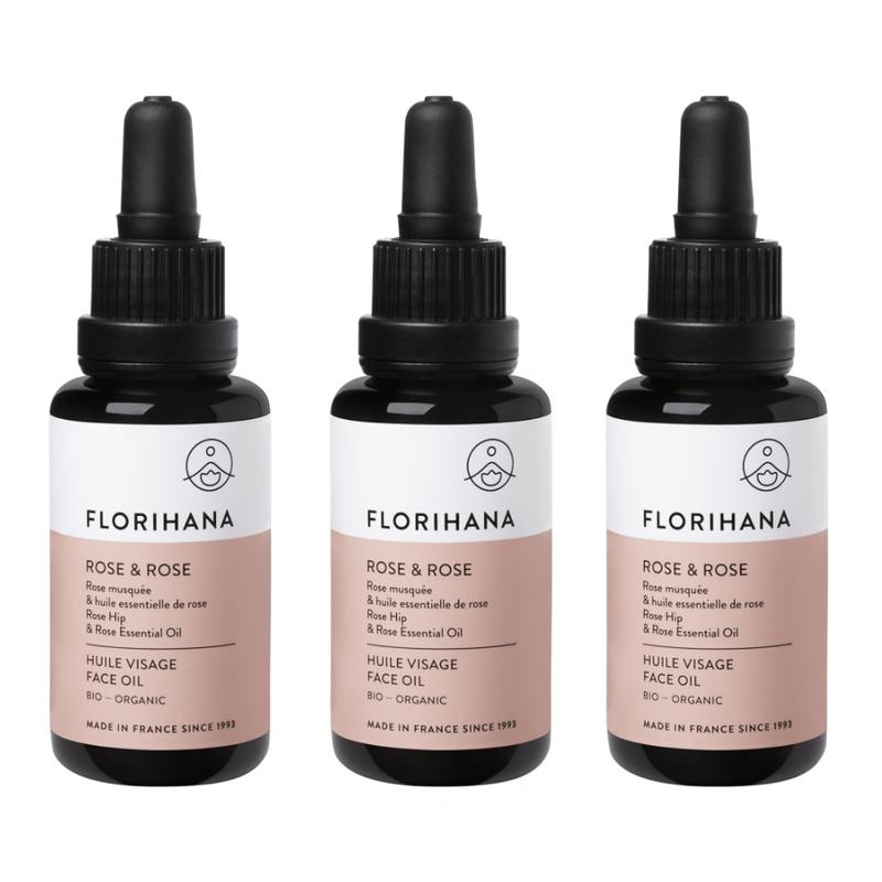 Dual Rose Face Oil - Florihana, 3 pcs, 30ml