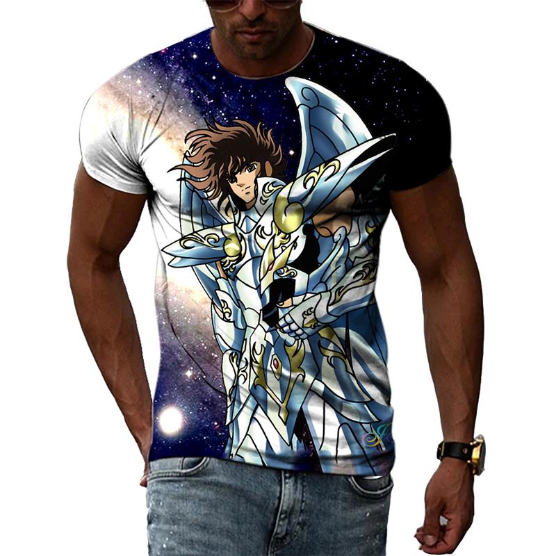 Золотая тема аниме Saint Seiya Крутая 3D-печать фотографий Эстетическая личность Мужская и женская футболка с круглым вырезом и короткими рукавами