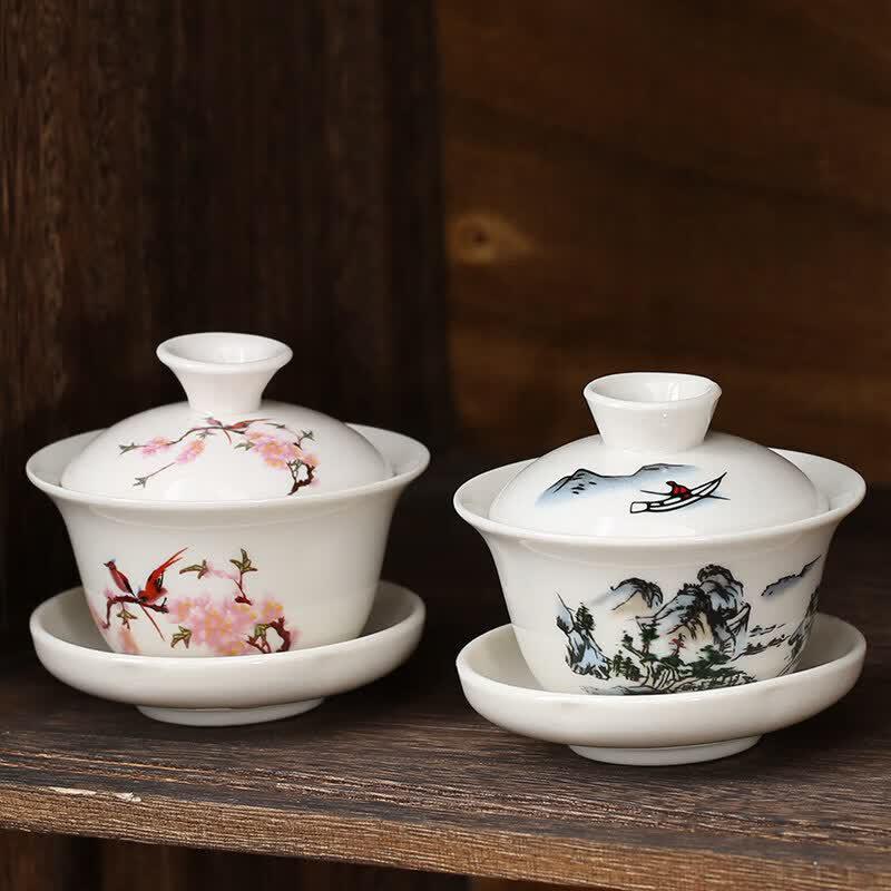 Ceramic Sancai Gaiwan Tea Bowl