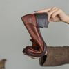 Модные Новые Весенние Туфли из Натуральной Кожи Женские Туфли с Круглым Носком Женские Туфли-Лодочки для Женщин на Высоком Каблуке Платформа Лоферы Массивный Каблук Женские Туфли