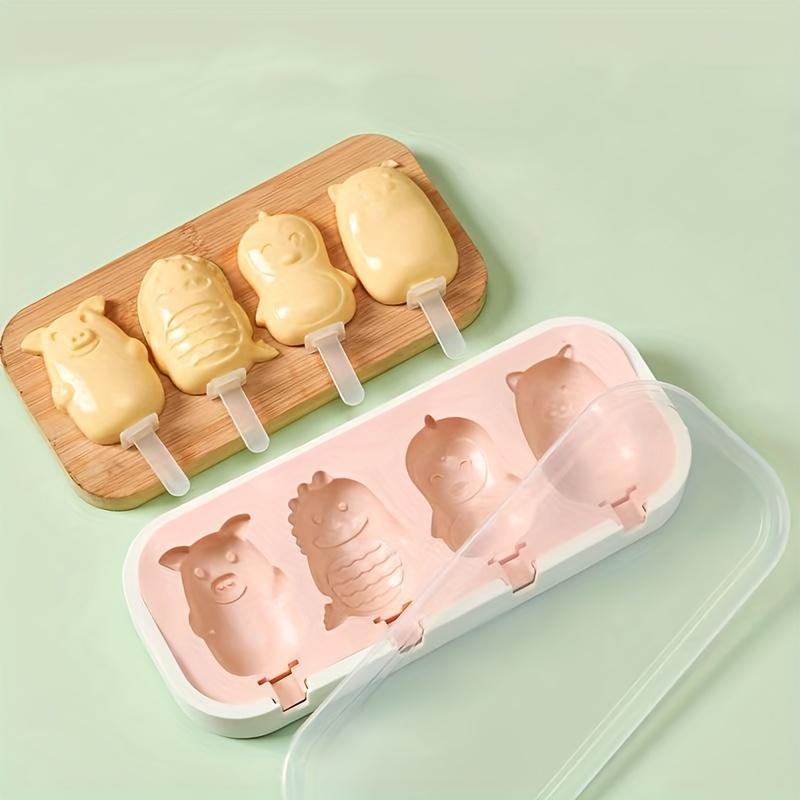 1pc BPA-Free Silicone Ice Pop Mold DIY Homemade Ice Cream Popsicle Maker Kids Baby Fun Cartoon Shapes Popsicles Molds