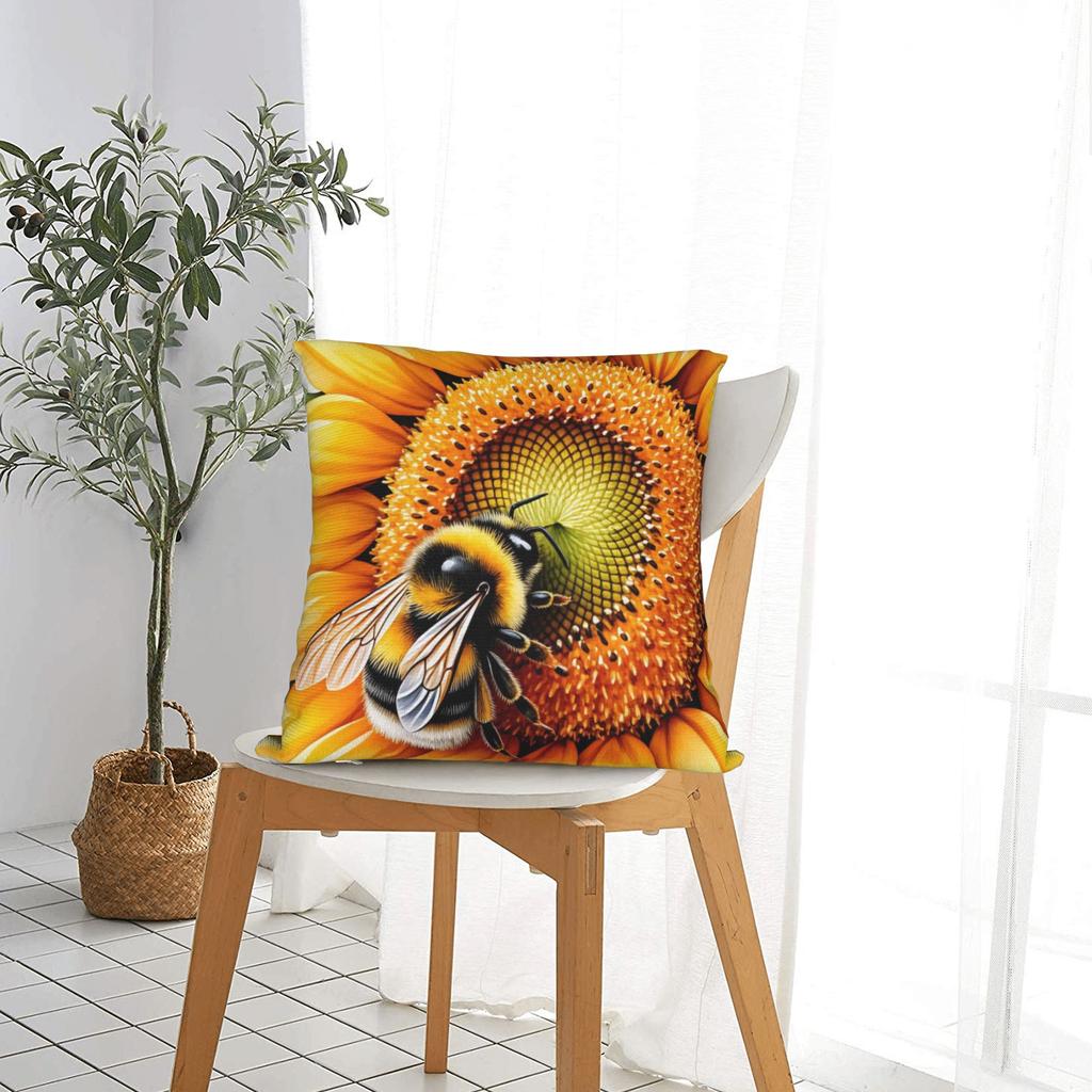 Bee And Flowers Pillowcases Fashion Pillow Case For Sofa Home Decor Soft Pillow Cover