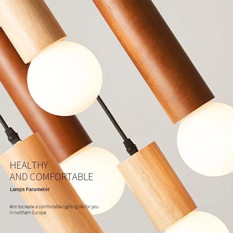 Подвесной светильник из дерева в скандинавском стиле, простая декоративная подвесная лампа для дома, гостиной, спальни, прикроватной тумбочки, кабинета, светильники для внутреннего освещения